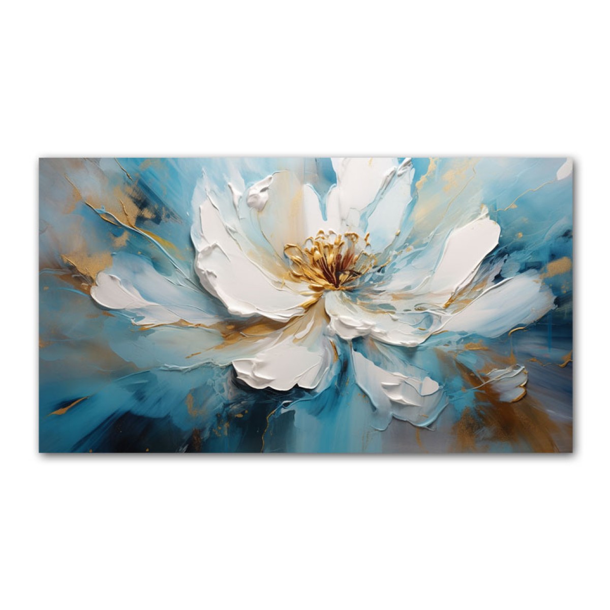 Blue White Flower 3d Heavy Textured Partial Oil Painting